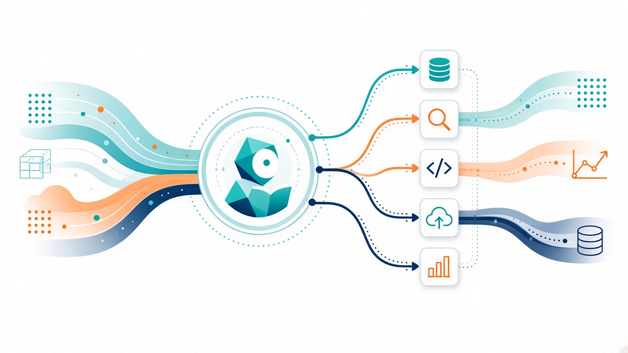 Conceptual diagram of an AI agent guiding decisions inside a data integration pipeline